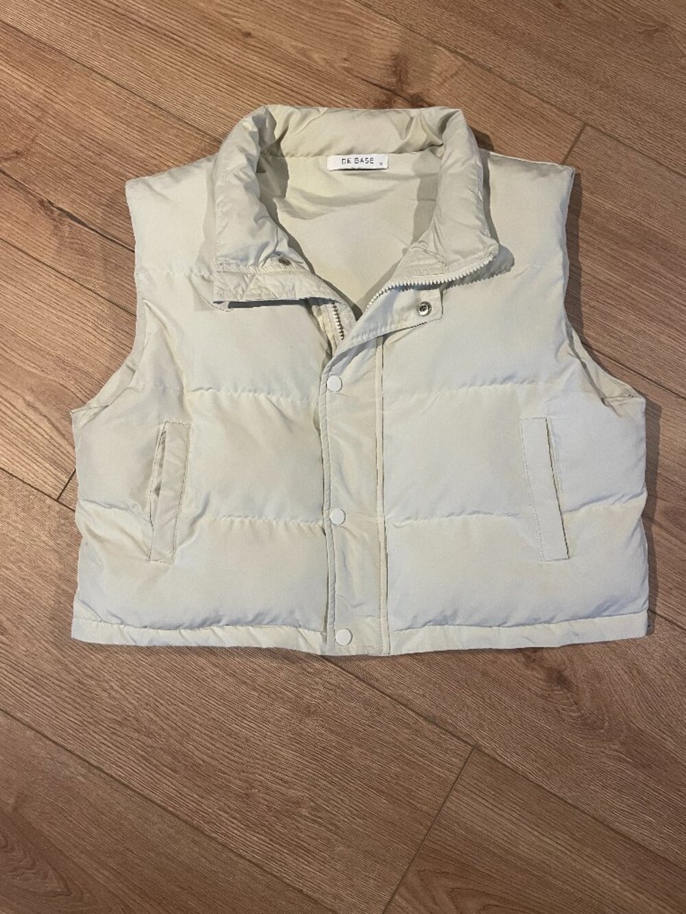 Cream Crop Puffer Vest